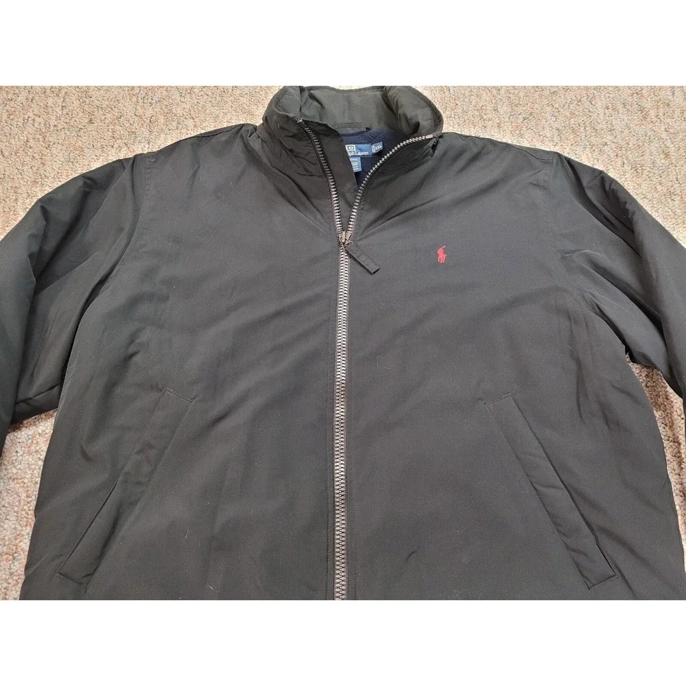Polo Ralph Lauren Jacket Mens 2XL Black Full Zip Quilted Fleece Lined Casual XXL